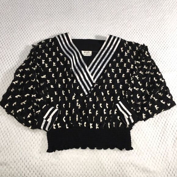 Andree Gaye for The Shirt Off My Back Black Sheer Top Bat Wing Sleeves Vintage - Picture 1 of 5